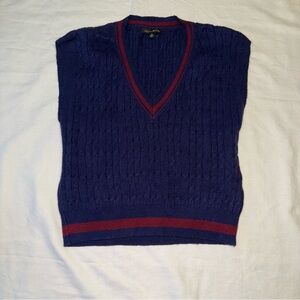 Women’s/Junior’s Blue V-neck Sweater Vest with Red Accents Size XL